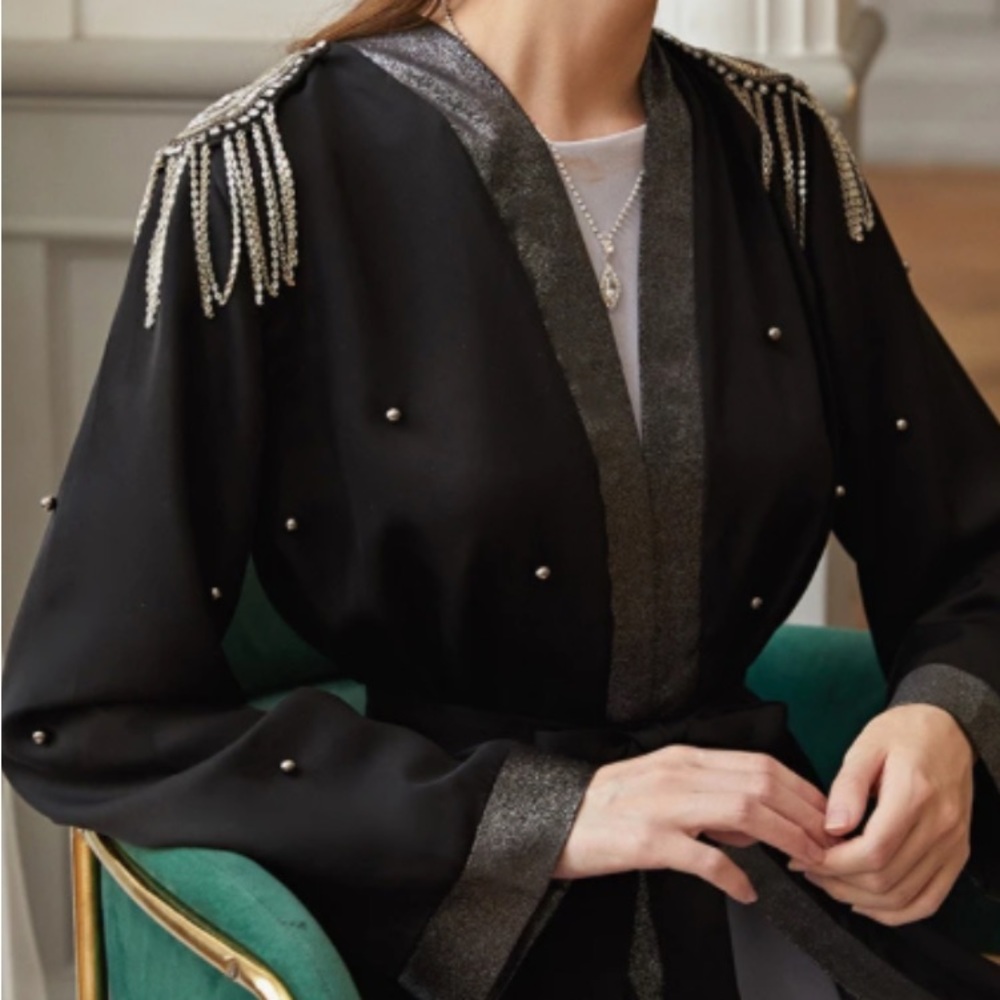 Urban Modesty NWT Size XXL embellished Abaya black Maxi Open front